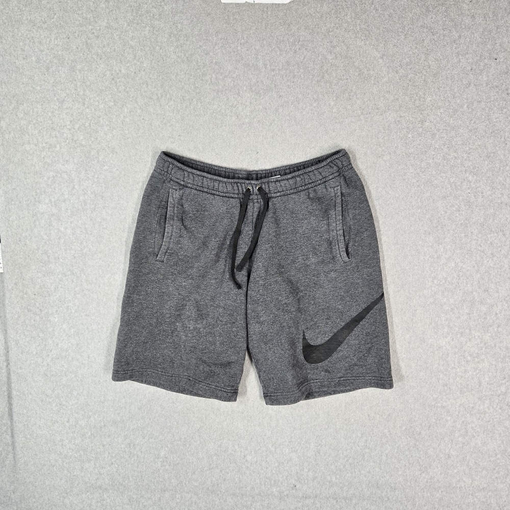 Nike Men Activewear Shorts M Gray Sweatshorts Sweat Fleece Swoosh Logo 9" Inseam